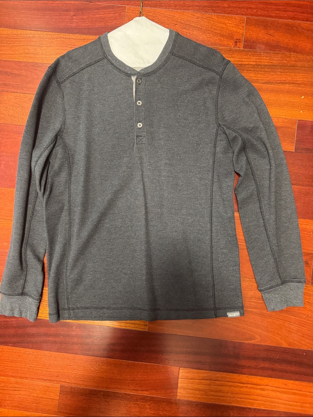 Eddie Bauer Men's Crewneck Henley Sweater - Charcoal Gray